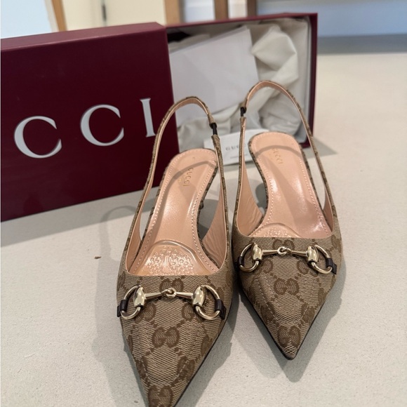 NWT+OP Gucci Brown Slingback Women's Shoes